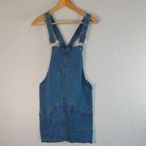 No Boundaries Classic Denim Bibbed Overall Skirt w/ Front Pockets Size 3-5 City